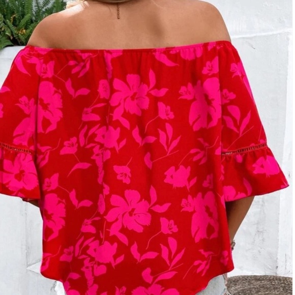 Boho Floral Print Flounce Sleeve Blouse - Picture 3 of 4